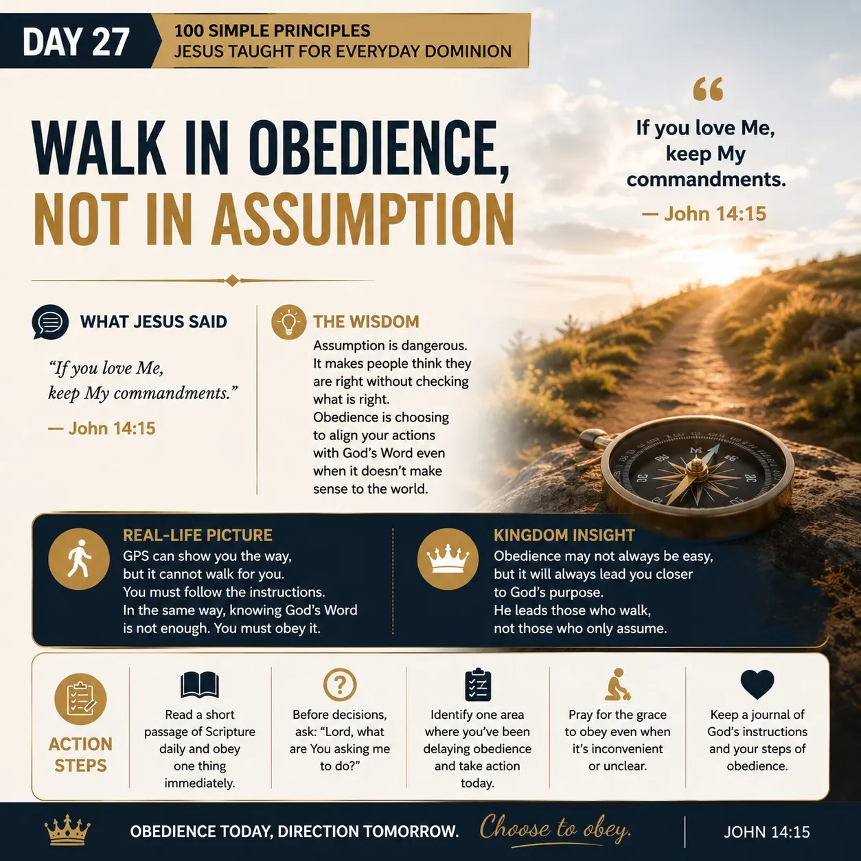 Teaching card for Walk in Obedience, Not in Assumption