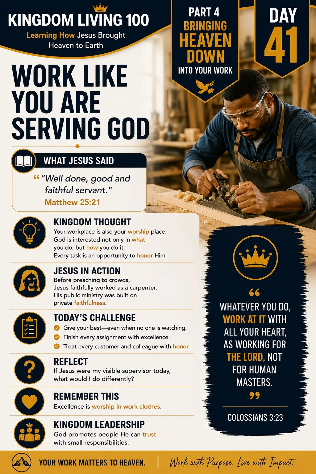 Teaching card for Work Like You Are Serving God