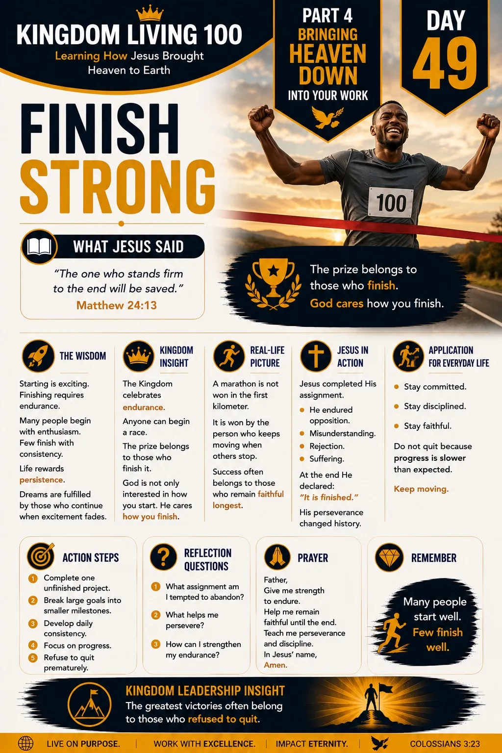 Teaching card for Finish Strong